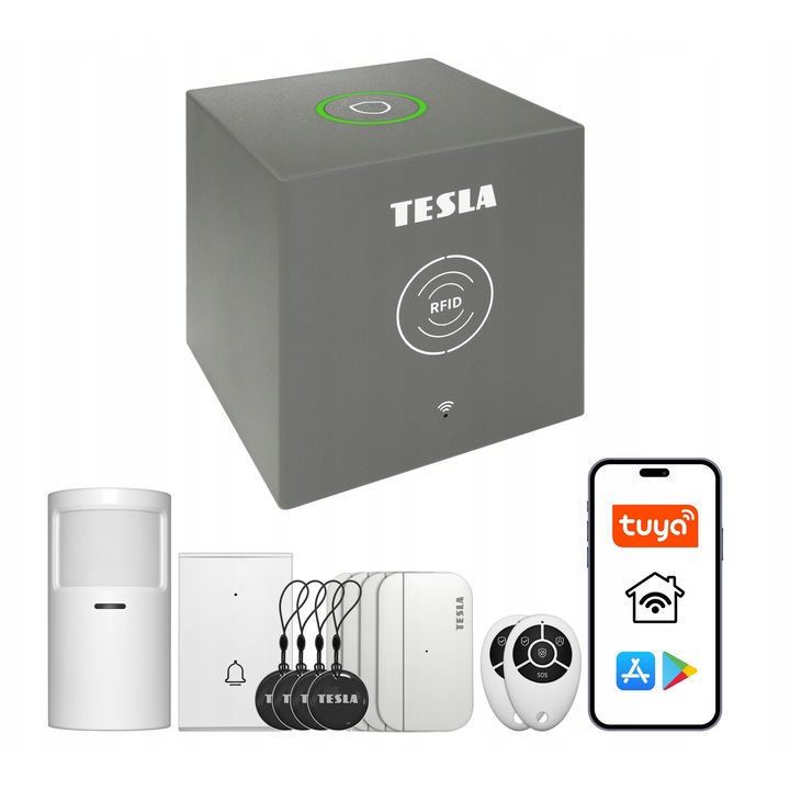 Sistem de securitate inteligent TESLA, SecureQ i13, WiFi, alb