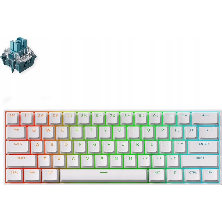 Tastatura mecanica KEYCHRON K12P-H3, wireless, Czarno-niebieski, 60%, iluminare RGB, Bluetooth, USB-C