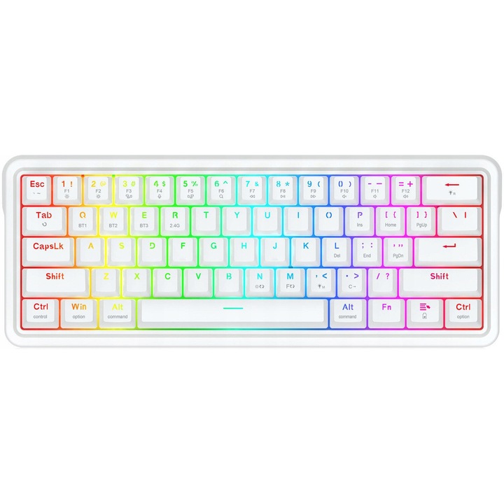 Tastatura mecanica Draconic V2 K730W-RGB-PRO, iluminare RGB, wireless si cablat, alb, 60%