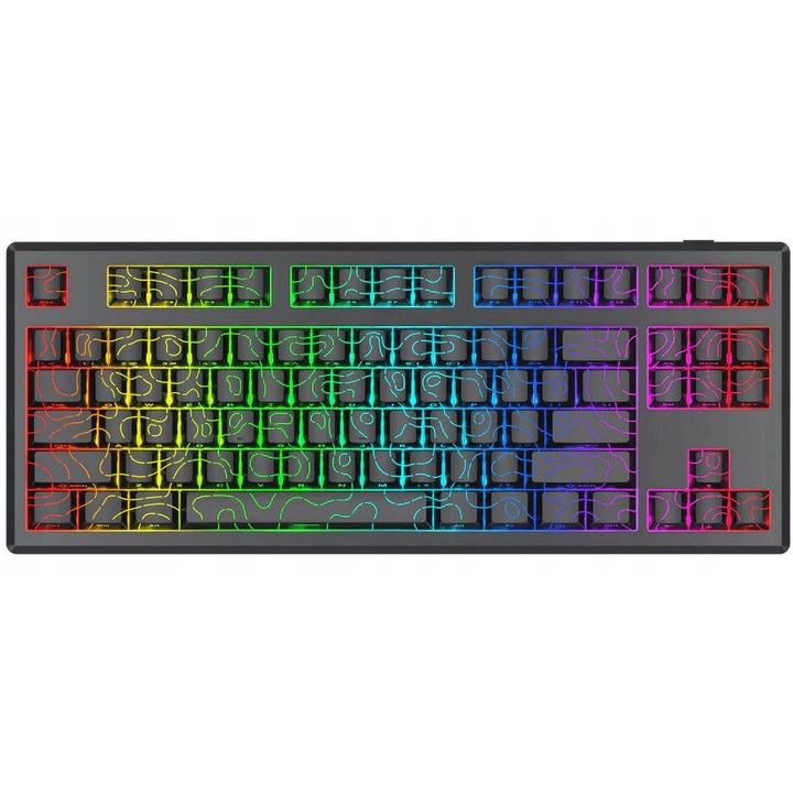 Tastatura mecanica REDRAGON Uranus Pro K737B-RGB-PRO, wireless si cablat, iluminare RGB, neagra, 87%