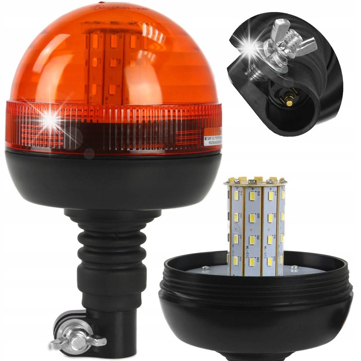 Lampa LED de avertizare 12-24V, 8W, portocalie, 200x125mm