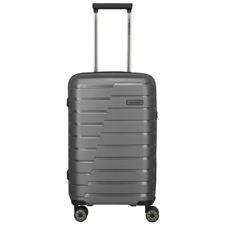 Troler Travelite Air Base S, gri antracit, 55x35x25cm, cu 4 roți duble, încuietoare TSA integrată