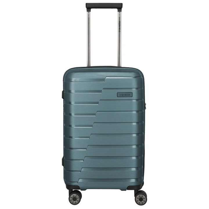 Valiză de călătorie Travelite Air Base S, 55x35x25cm, culoare Ice Blue, cu 4 roți duble și încuietoare TSA