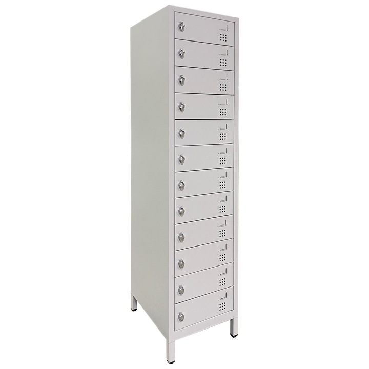 Dulap depozitare si incarcare laptopuri 12 compartimente cu prize lxLxH: 41.5x50x190 cm