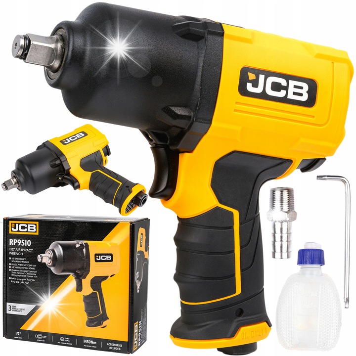 Klucz pneumatic 1/2" JCB RP9510, 1450Nm, set cu accesorii, 2kg