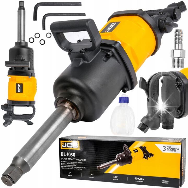 Пневматичен ударен гайковерт 1" JCB BL-1050, 4000 Nm, 21 кг, регулиране на оборотите, професионална употреба