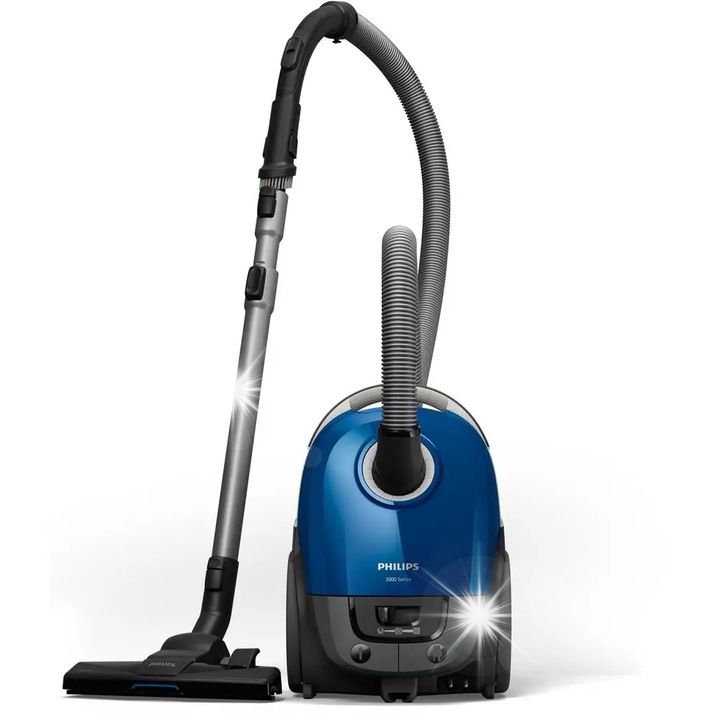 Aspirator cu sac Philips XD3110/09, putere 900W, sistem filtrare Allergy H13, culoare albastra