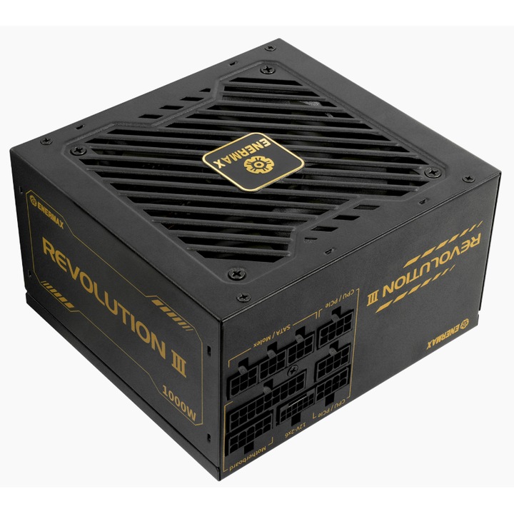 Sursa Enermax ERV1000G-AHG-MAC, Revolution III, 1000W, 12V-2x6, 80Plus Gold, jap. capacitor, ATX 3.1, PCIe 5.1, Negru