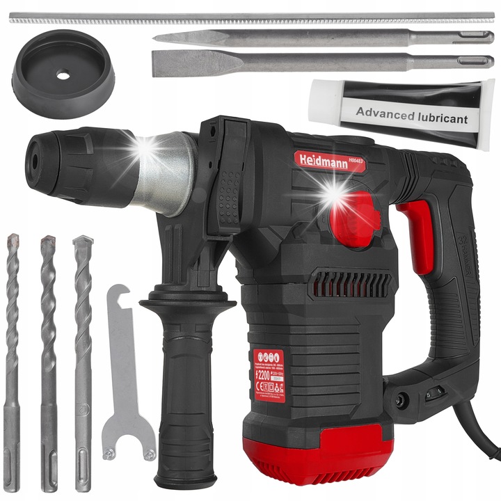 Mlotowiertarka Heidmann 2200W, 6J, 4 moduri de lucru, set complet accesorii