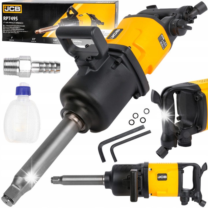 Ударен пневматичен гайковерт 1" JCB RP7495, 3480 Nm, 3200 rpm, 21 kg