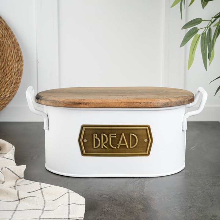 Cutie depozitare paine, UnicUtil, Premium Compact, Alb, Maro