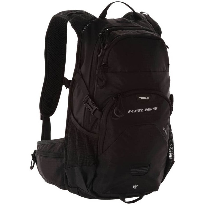 Hátizsák, Kross, 15L, fekete, kerékpározáshoz, nylon anyag, vízálló