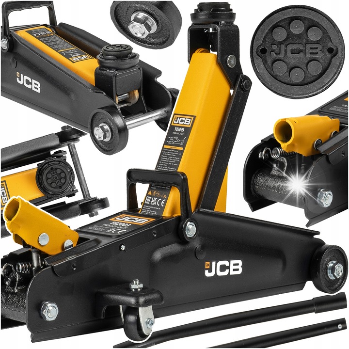 Hidraulikus emelő JCB 2 tonna, 130-380mm, kerekekkel, komplett szett