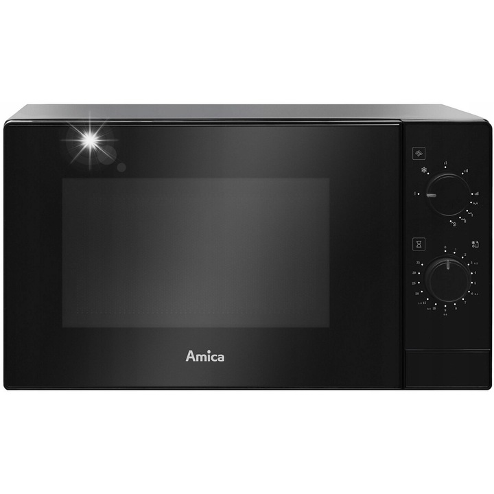 Cuptor cu microunde Amica AMMF20M1GB, 20L, 700W, grill, negru, 44x25,9x35cm
