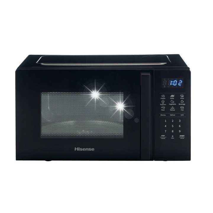 Cuptor cu microunde Hisense H20MOBS4H, 20l, 700W, electronic, negru, 32.6x45.5x26.1cm