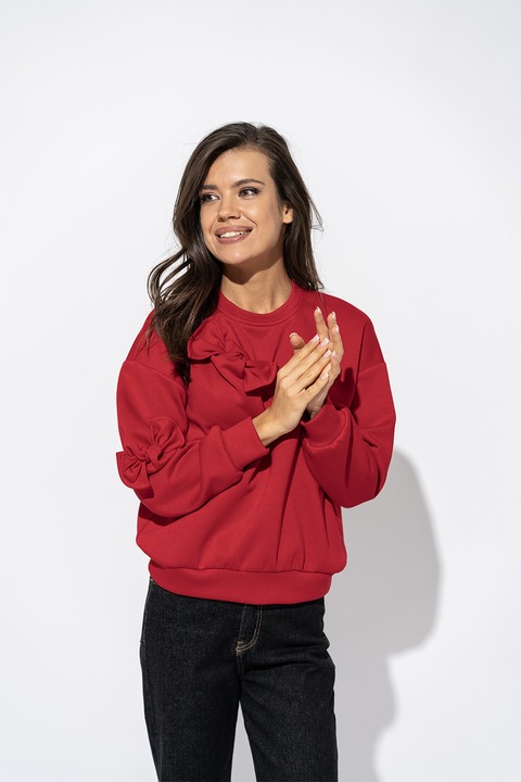 Hermosa, Bluza de trening cu applicatii funde Myra, Rosu