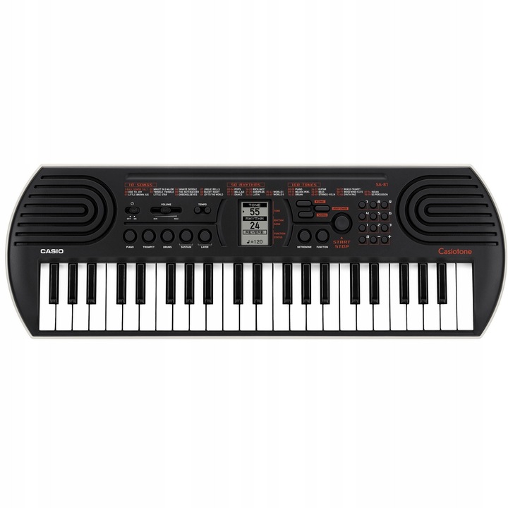 Клавиатура Casio SA-81, черна, 604x211x57 мм, захранване с АА батерии