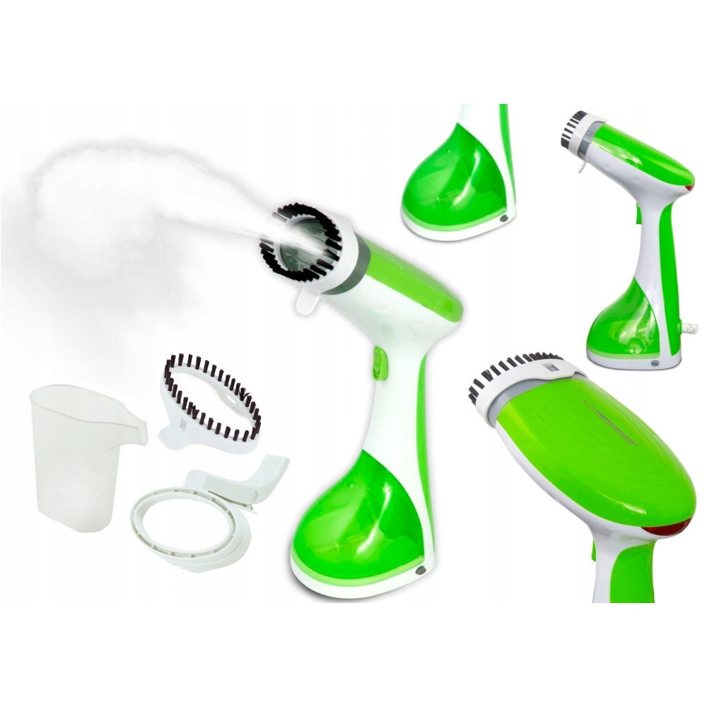 Aparat de aburi pentru haine Esperanza Velure 1400 W, debit abur 20 g/min, rezervor 220 ml, incalzire in 30 s, utilizare verticala si orizontala, include clema pentru plisuri, alb/verde