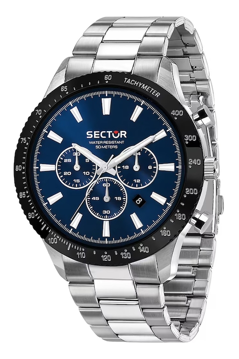 Sector, Часовник от инокс с хронограф, Сребрист