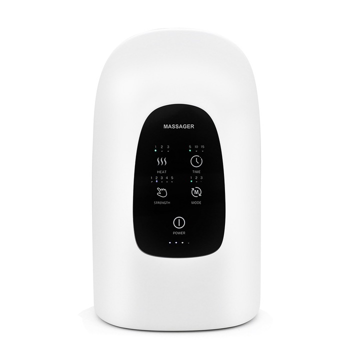 Aparat de masaj pentru maini, alb, 5 niveluri de compresie, 5 niveluri de vibratie, 42°C, set