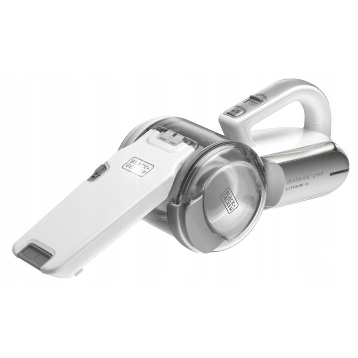 Aspirator manual Black&Decker PV1820L, crom/gri, fara sac, capacitate 0,44 l, alimentare acumulator 18 V