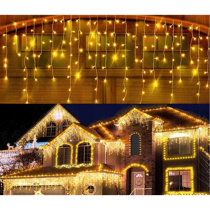 Външна гирлянда 500 LED, Flash ефект и постоянна светлина, IP44 водоустойчива, топло бяла, 20 м