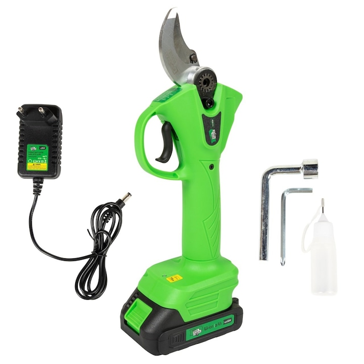 Foarfeca electrica, Acumulator 20V, 2 Ah, capacitate maxima de taiere 40mm, Brushless, Verde