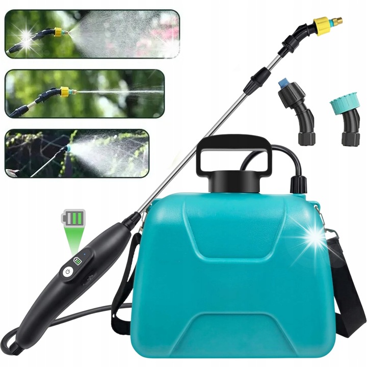 Opryskiwacz electric 8L Bedee, 3 duze, acumulator 2200mAh, albastru, 60cm, set complet