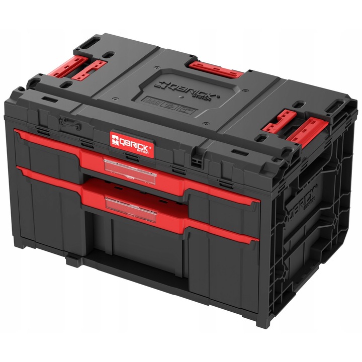 Qbrick System ONE Drawer 2 Plus szerszámosláda 2.0, 2 rekeszes, fekete, 587x380x340mm