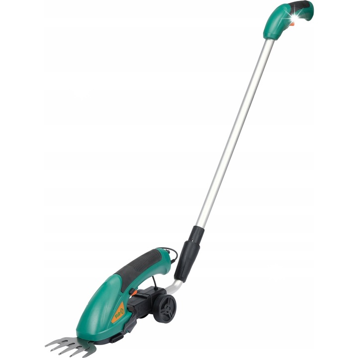 Flo 79503 vezeték nélküli elektromos olló, szett fű- és bokorvágó tartozékokkal, 3.6V, 90mm x 120mm, állítható hosszúság 650-1120mm