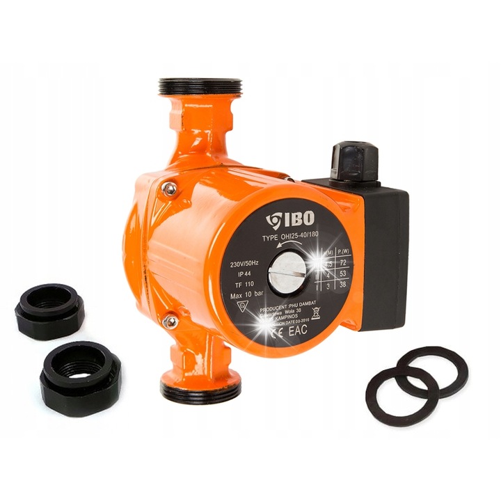 Pompa circulatie IBO OHI 25/40, 180mm, 4m inaltime, 1,0 MPa, 230V, set cu racorduri si garnituri