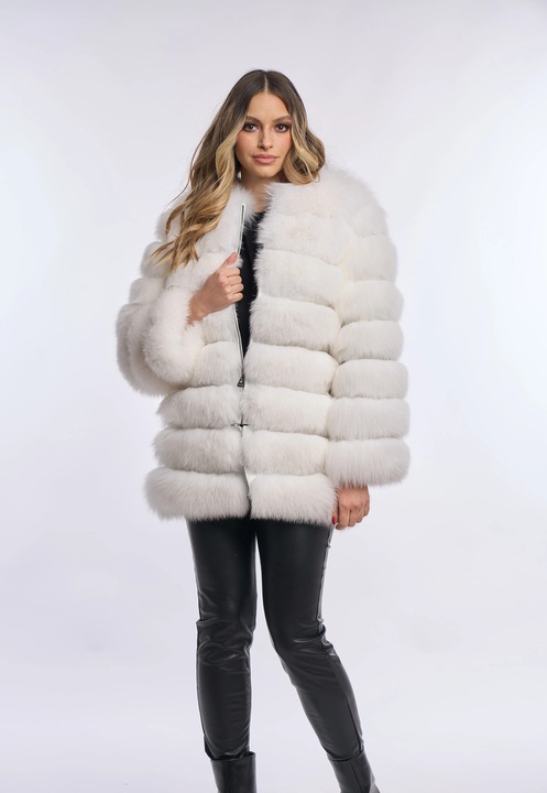 Haina blana naturala de vulpe 8R2, alb spuma, 6 in