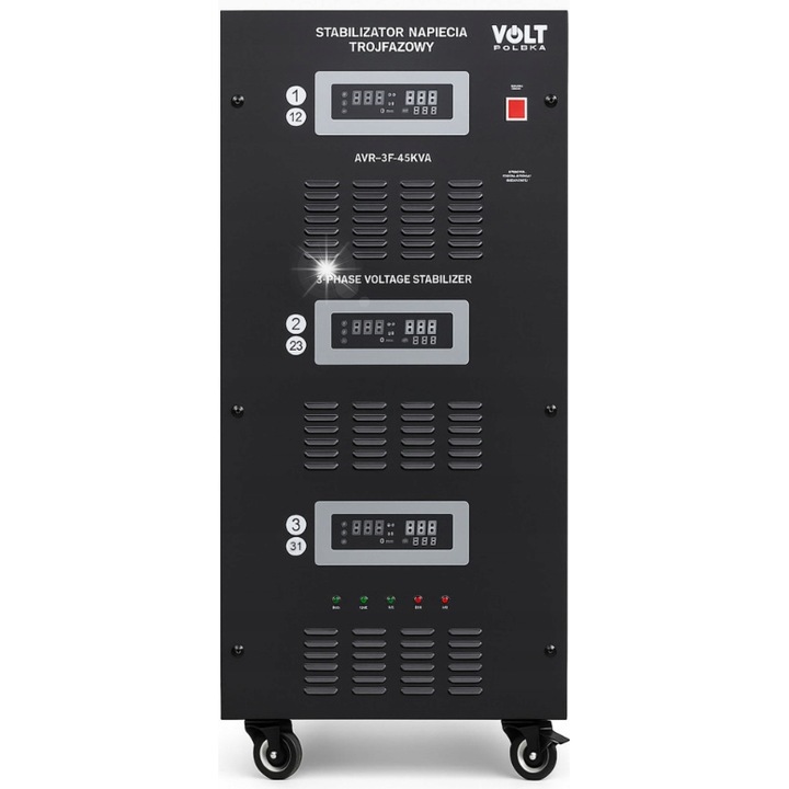 Стабилизатор на напрежение Volt Polska AVR PRO 45000VA 3F, 1F/3F, защита срещу пренапрежение, 630x370x995mm