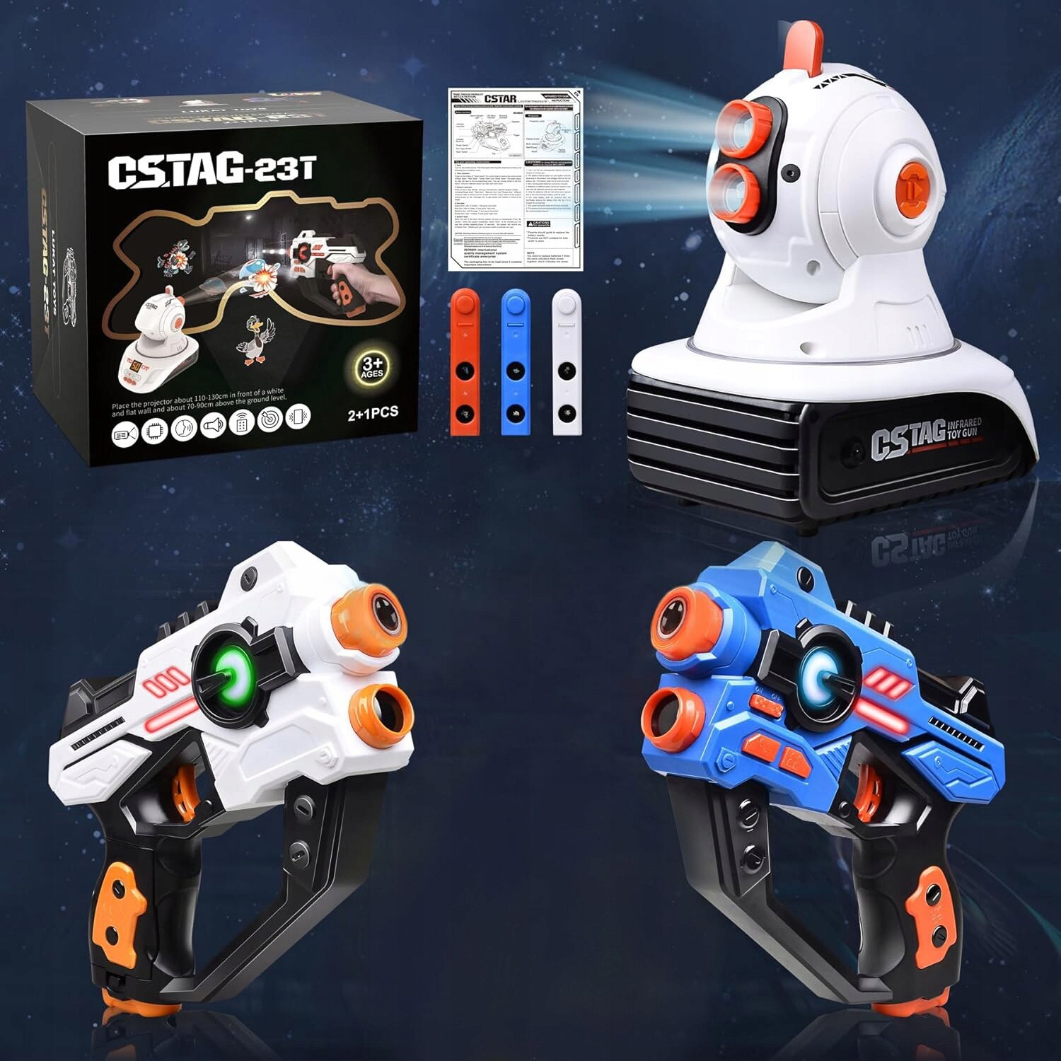 Set Laser Tag 2x Pistoale, Proiector, 3 Chipuri, Multicolor - eMAG.ro