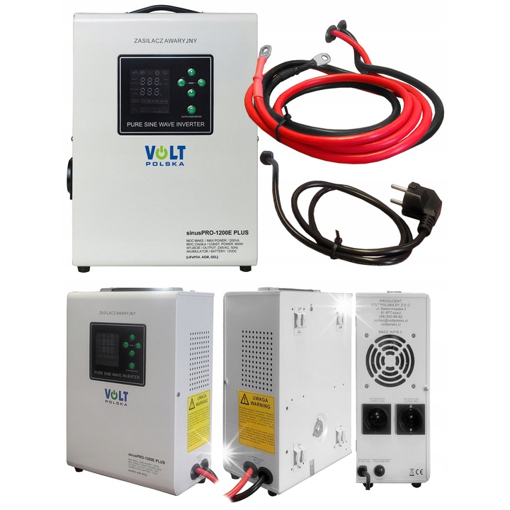 UPS Volt Sinus Pro 1200E 800W, 12V, 311x232x140mm, set cu instructiuni