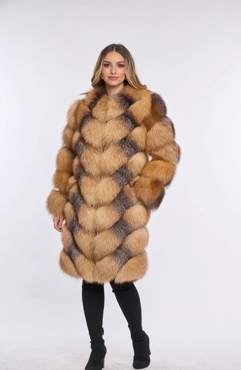 Haina din blana naturala de vulpe canadiana,Zipper