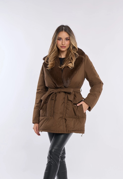 Geaca fas cu blana naturala de vizon maro, Maro