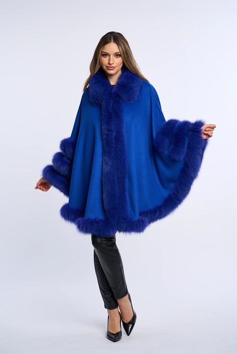 Palton casmir cu blana de vulpe, pocho - one-size