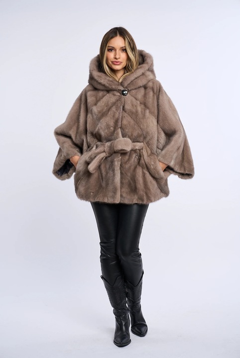 Haina blana naturala de vizon, stil fluture, model in V - one-size