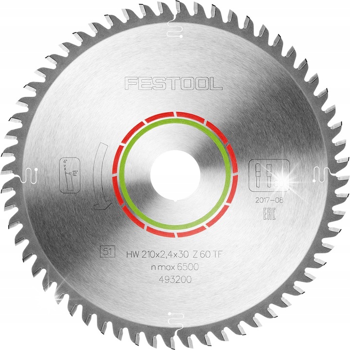 Диск за циркуляр Festool, 210x2,4x30мм, 60 зъба, за ламинат/HPL