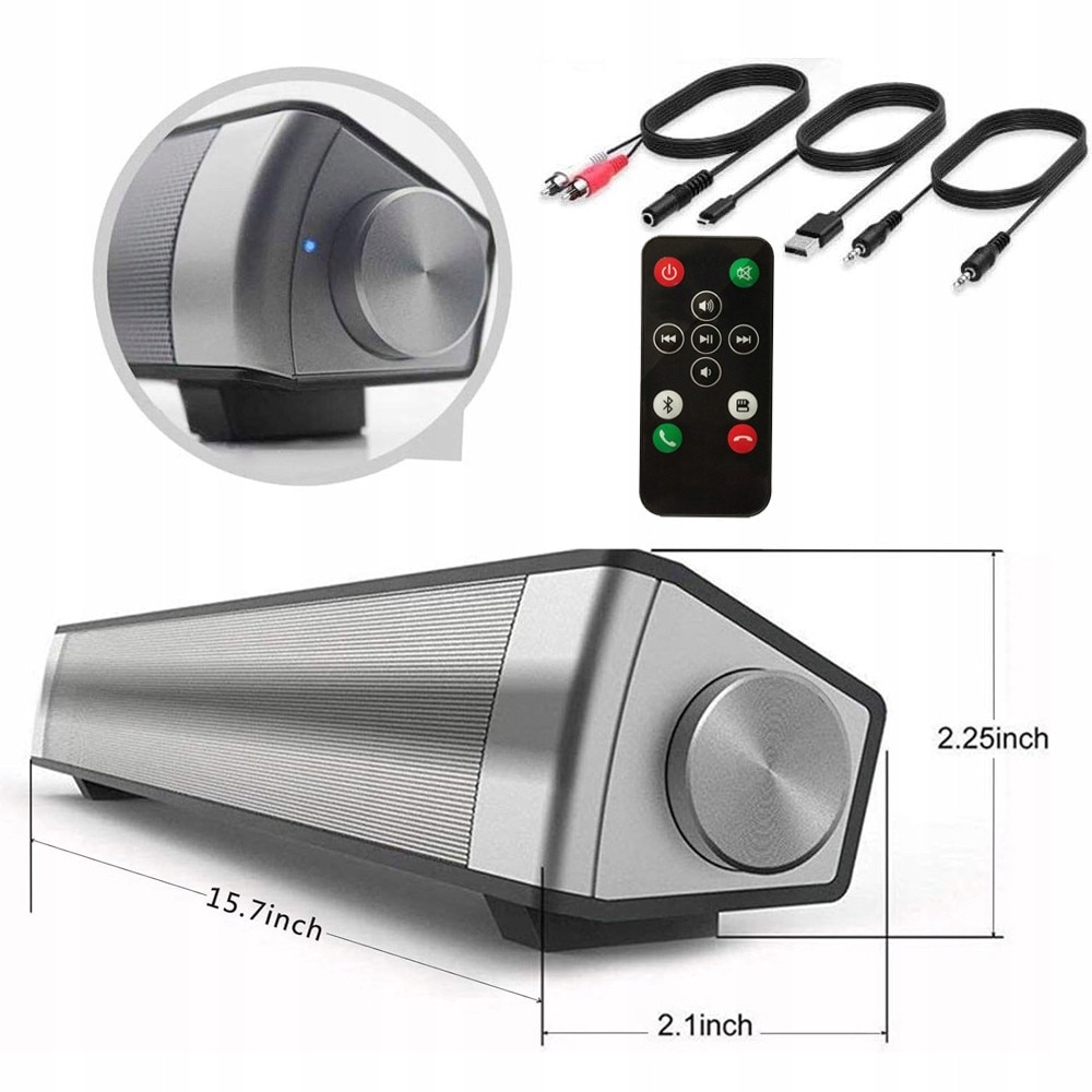 Soundbar, 5W, Bluetooth 5.0, negru, set complet