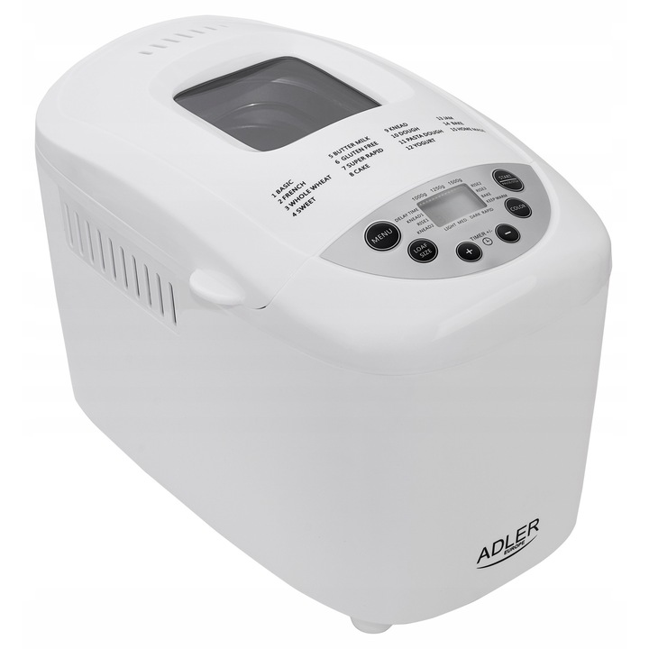 Машина за хляб Adler AD 6019, 15 програми, 850W, бял
