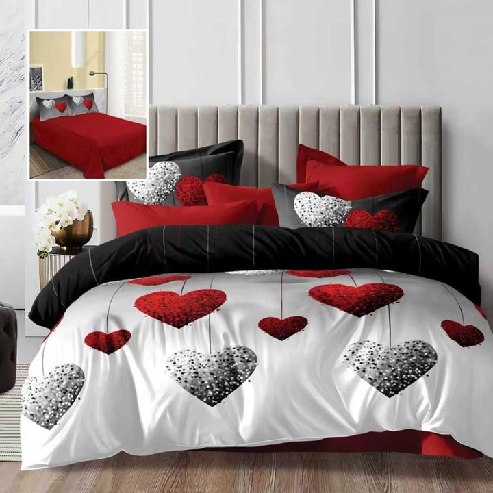 Szíves dupla ágynemű, 4 részes, 230 x 250 cm, Különleges ágyneműk