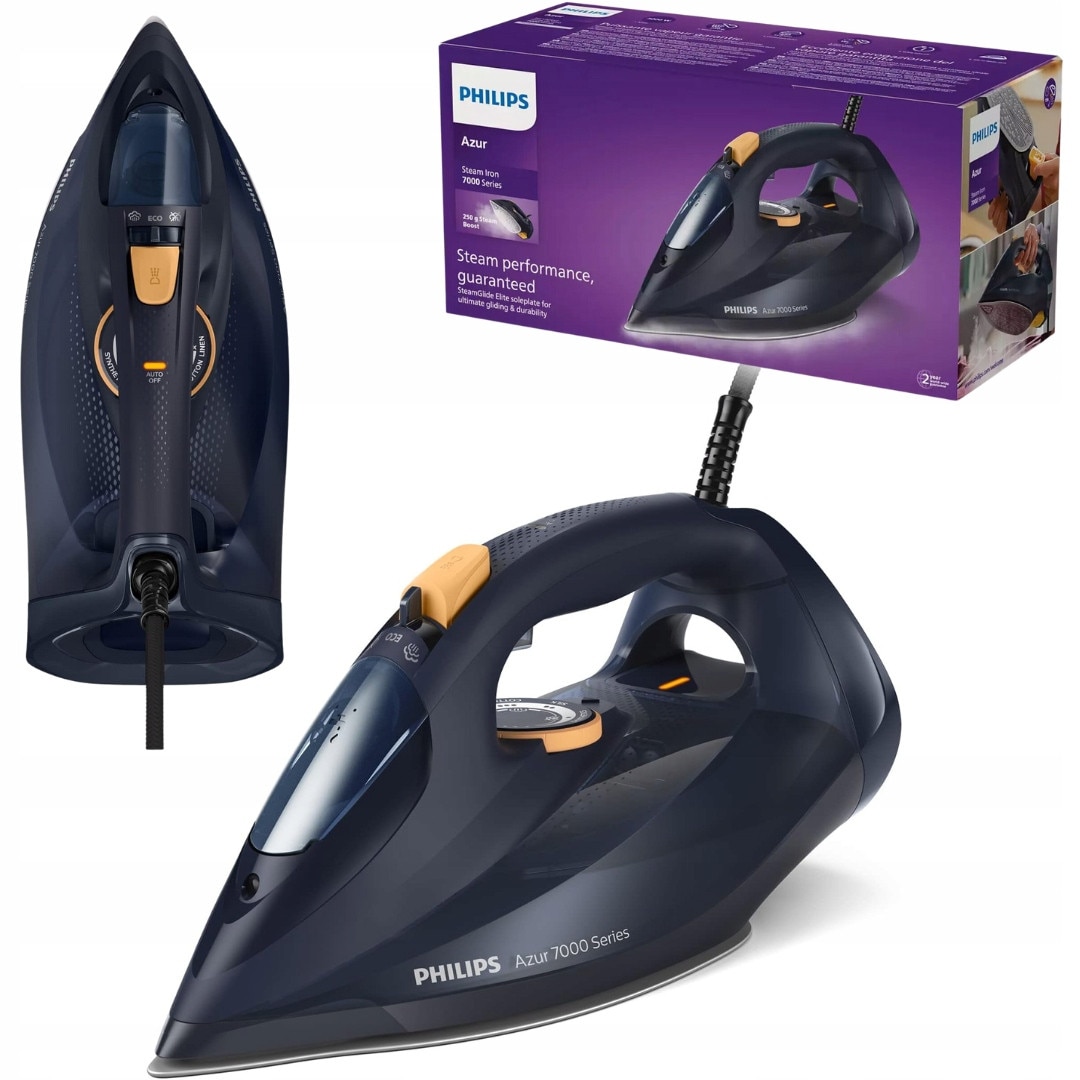 Fier de calcat Philips DST 7060/20, 3000W, abur continuu 55g/min, culoare galbena si albastra, capacitate rezervor 0,3l