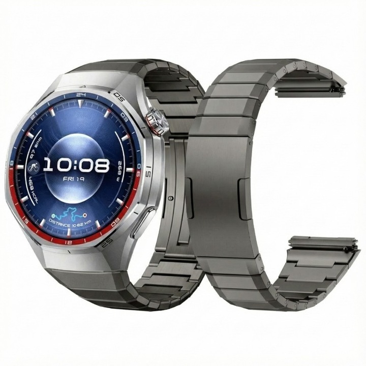 Титаниева гривна за Huawei Watch GT 6 Pro 46 мм – премиум, издръжлива, перфектна съвместимост, титаниева каишка, Best Accessories, Тъмно сиво