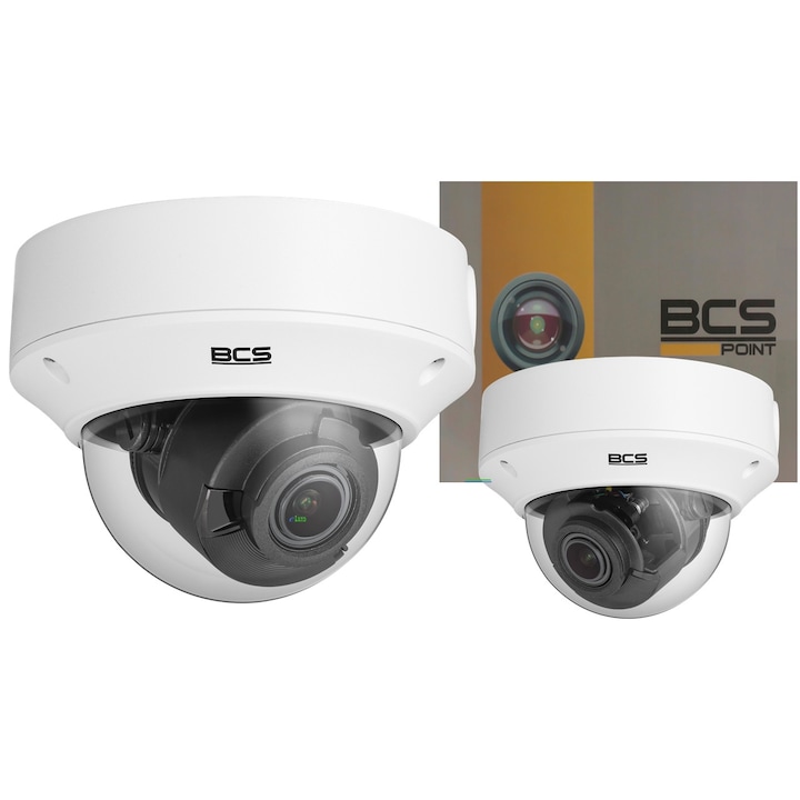 Camera de supraveghere exterior BCS IP Dome 4MPx, obiectiv motozoom 2.7-13.5mm, iluminator IR 40m, IP67, IK10