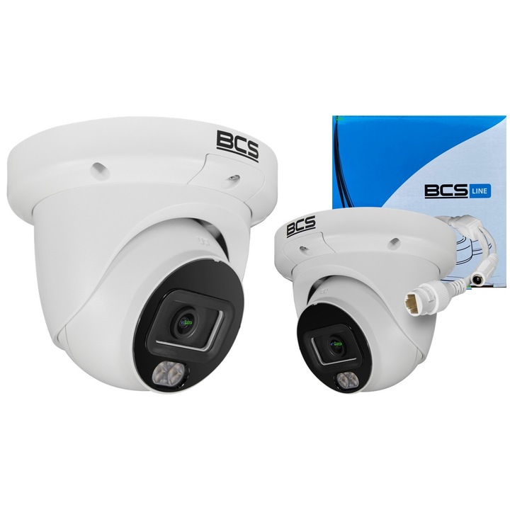 Camera de supraveghere BCS, IP Dome 8MPx, obiectiv 2.8mm, IR 30m, NightColor, protecție IP67, alimentare DC 12V/PoE