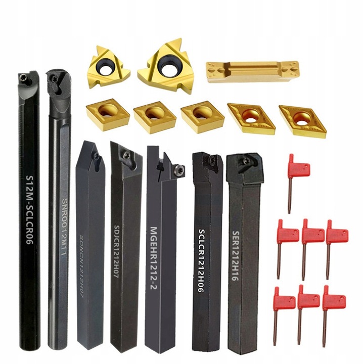 Falon-Tech fémipari szerszámkészlet, 7 kés cserélhető 12x12mm-es pengékkel, 21 elem