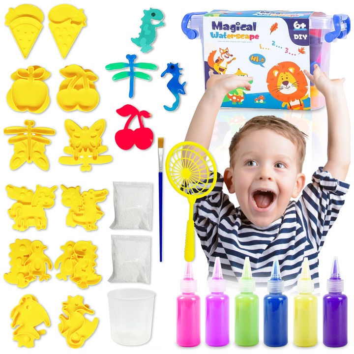 Set creativ pentru copii, Pixel, Aqua Gel, 6 forme, multicolor