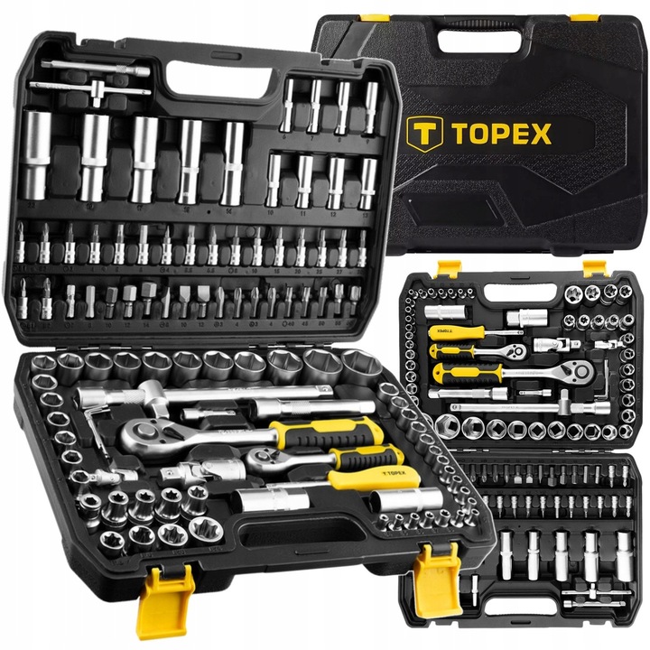 Комплект вложки 110 части Topex CrV, 1/2" и 1/4", здрав куфар